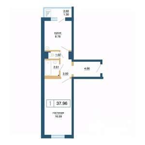 1-к квартира, вторичка, 38м2, 13/17 этаж