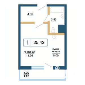 1-к квартира, вторичка, 25м2, 4/17 этаж
