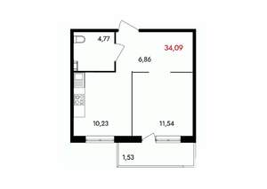 1-к квартира, вторичка, 34м2, 4/18 этаж