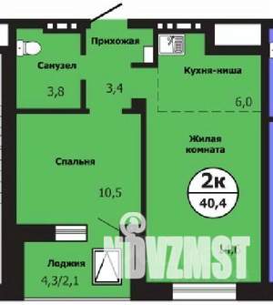 2-к квартира, строящийся дом, 40м2, 7/19 этаж