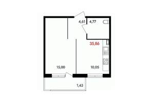 1-к квартира, вторичка, 36м2, 3/18 этаж