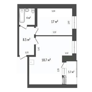 2-к квартира, вторичка, 60м2, 1/10 этаж