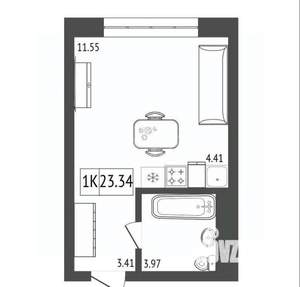 1-к квартира, вторичка, 23м2, 4/17 этаж