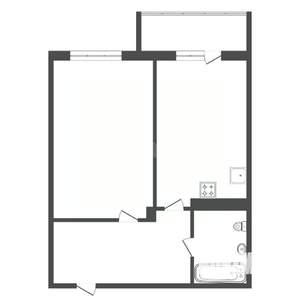1-к квартира, сданный дом, 45м2, 4/8 этаж