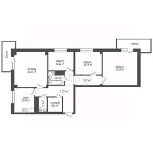 4-к квартира, вторичка, 117м2, 19/19 этаж