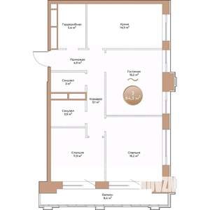 3-к квартира, вторичка, 84м2, 18/24 этаж