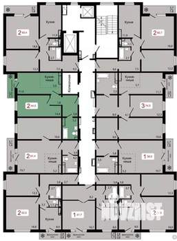 2-к квартира, строящийся дом, 45м2, 16/17 этаж