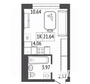 1-к квартира, строящийся дом, 22м2, 5/17 этаж