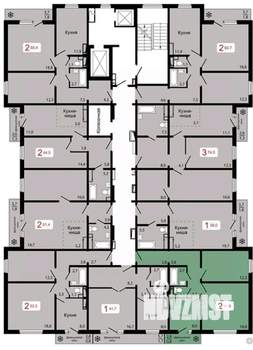 2-к квартира, строящийся дом, 55м2, 13/17 этаж