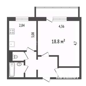 1-к квартира, вторичка, 40м2, 2/10 этаж