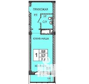 Студия квартира, вторичка, 34м2, 7/15 этаж
