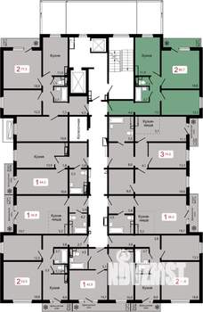 2-к квартира, вторичка, 61м2, 12/17 этаж