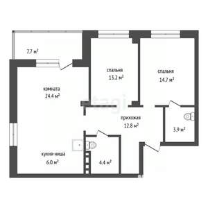3-к квартира, вторичка, 78м2, 7/19 этаж