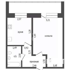 1-к квартира, вторичка, 34м2, 7/16 этаж