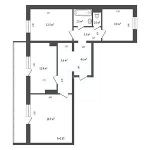 3-к квартира, вторичка, 70м2, 12/16 этаж