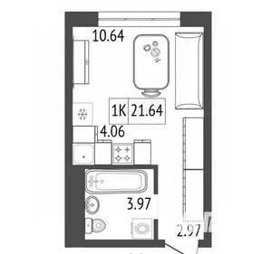 1-к квартира, вторичка, 22м2, 10/17 этаж