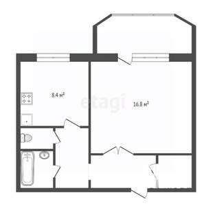 1-к квартира, вторичка, 40м2, 7/14 этаж