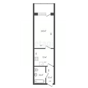 1-к квартира, вторичка, 26м2, 14/19 этаж