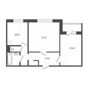 2-к квартира, вторичка, 54м2, 4/9 этаж