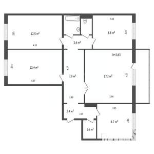 4-к квартира, вторичка, 80м2, 5/10 этаж