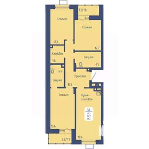 3-к квартира, вторичка, 88м2, 4/12 этаж