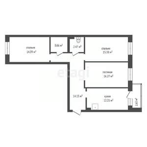 3-к квартира, вторичка, 77м2, 3/13 этаж