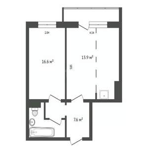 2-к квартира, вторичка, 55м2, 8/18 этаж