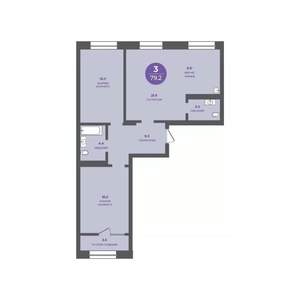 3-к квартира, вторичка, 79м2, 9/24 этаж