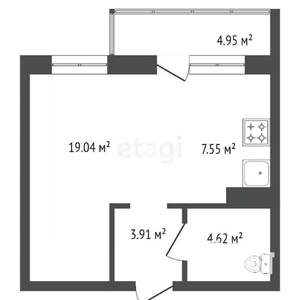1-к квартира, вторичка, 37м2, 7/15 этаж