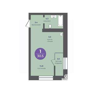 1-к квартира, вторичка, 31м2, 4/15 этаж