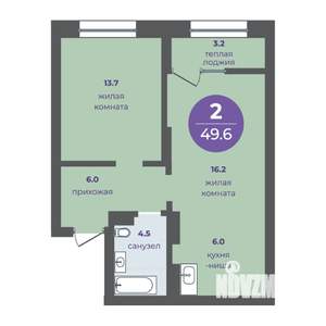 2-к квартира, вторичка, 46м2, 3/17 этаж