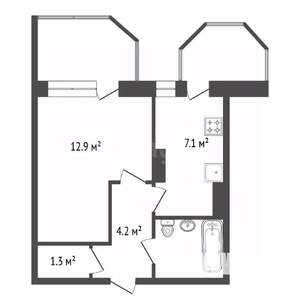 1-к квартира, вторичка, 30м2, 9/10 этаж