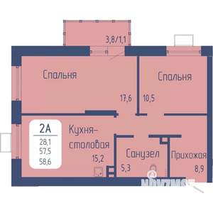 2-к квартира, вторичка, 59м2, 2/24 этаж