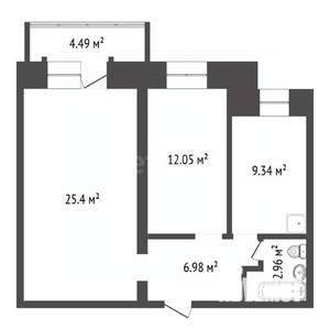 2-к квартира, вторичка, 57м2, 11/13 этаж
