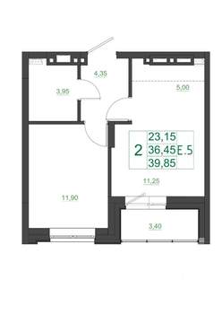 2-к квартира, вторичка, 40м2, 17/17 этаж