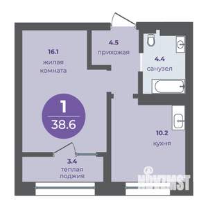 1-к квартира, вторичка, 35м2, 10/15 этаж