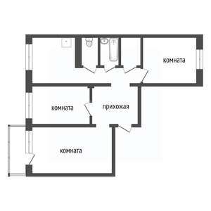 3-к квартира, вторичка, 68м2, 4/10 этаж