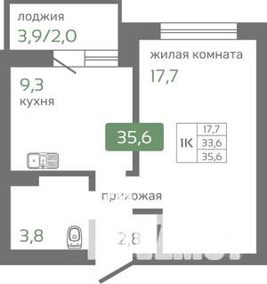 1-к квартира, строящийся дом, 34м2, 5/19 этаж