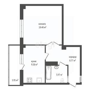 1-к квартира, вторичка, 41м2, 15/20 этаж