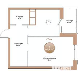 1-к квартира, вторичка, 46м2, 7/24 этаж