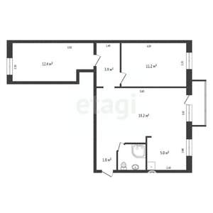 3-к квартира, вторичка, 55м2, 4/5 этаж