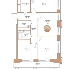 3-к квартира, вторичка, 84м2, 13/20 этаж
