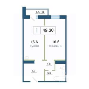 1-к квартира, строящийся дом, 49м2, 10/17 этаж