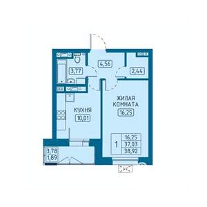 1-к квартира, вторичка, 39м2, 8/20 этаж