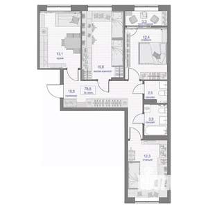 3-к квартира, вторичка, 79м2, 13/13 этаж