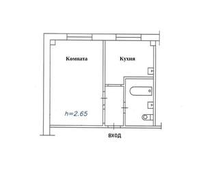 1-к квартира, вторичка, 28м2, 2/5 этаж