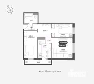 3-к квартира, вторичка, 77м2, 17/17 этаж