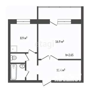 1-к квартира, вторичка, 42м2, 3/10 этаж