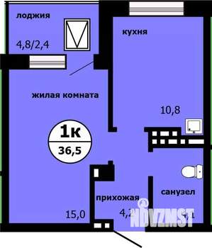 1-к квартира, строящийся дом, 36м2, 9/19 этаж