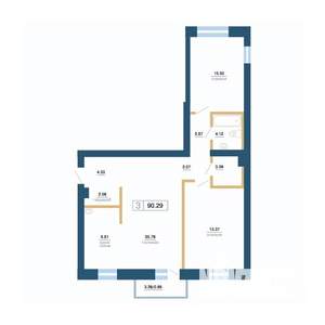 3-к квартира, вторичка, 88м2, 2/7 этаж